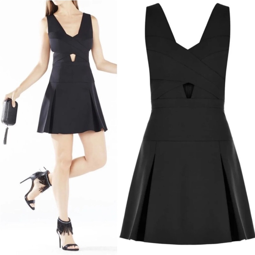 BCBGMAXAZRIA Harlie Black Cut out Dress Semi Formal LBD Size 0